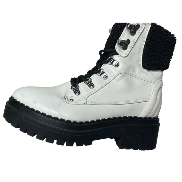 CBG Los Angeles Walken Bootie Combat Boots White Womens Sz 7.5 Side Zip Lined - Picture 10 of 16